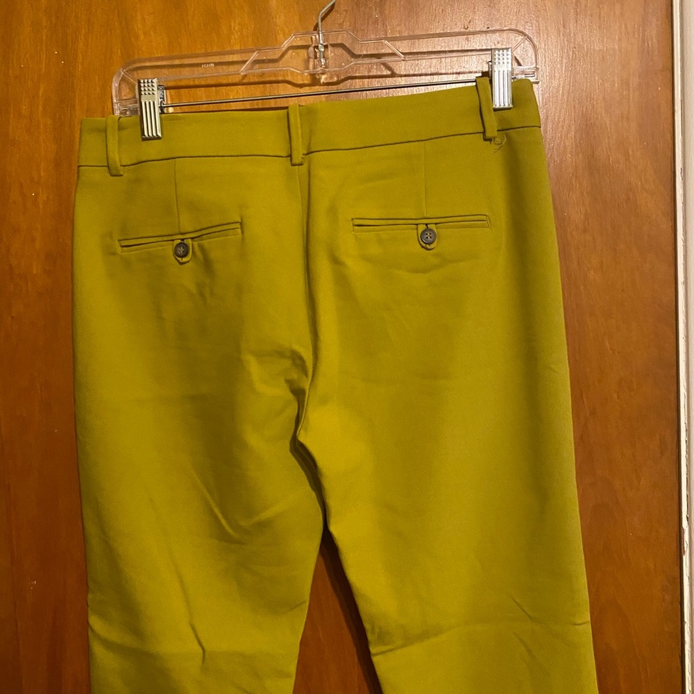 Zara Chartreuse Celery Green Basic Collection Straight Leg Flat Front Dress Pant - Picture 5 of 5